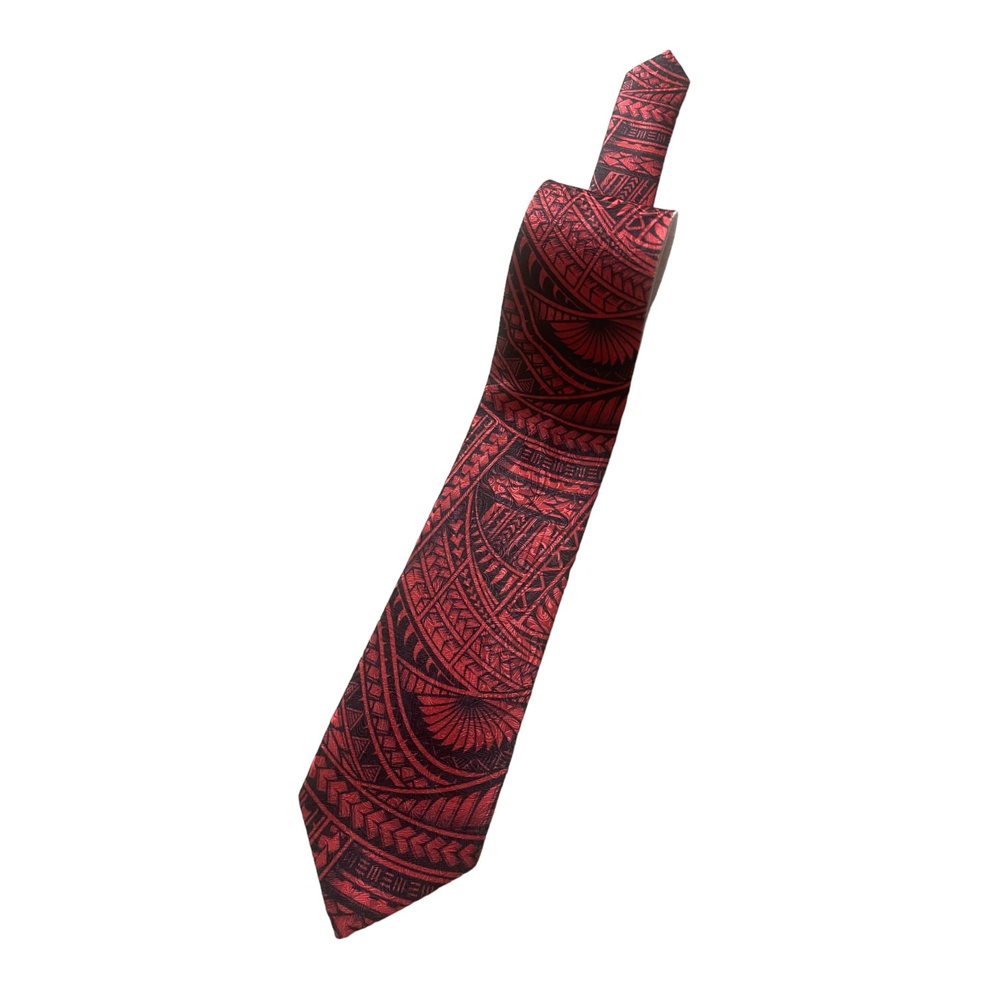 SZN2: RED AND BLACK 3 TRIBAL NECKTIE