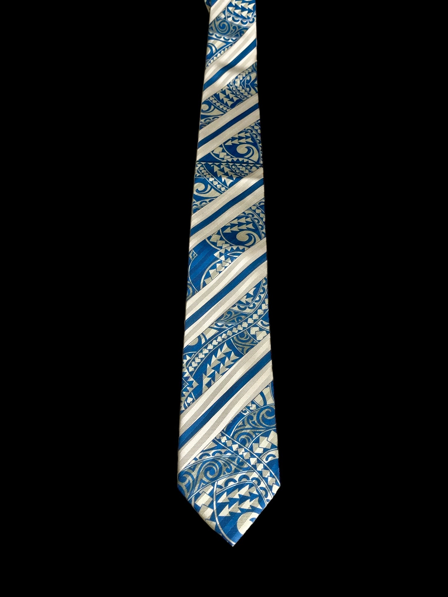 SZN1: BLUE AND WHITE LINE TRIBAL NECKTIE