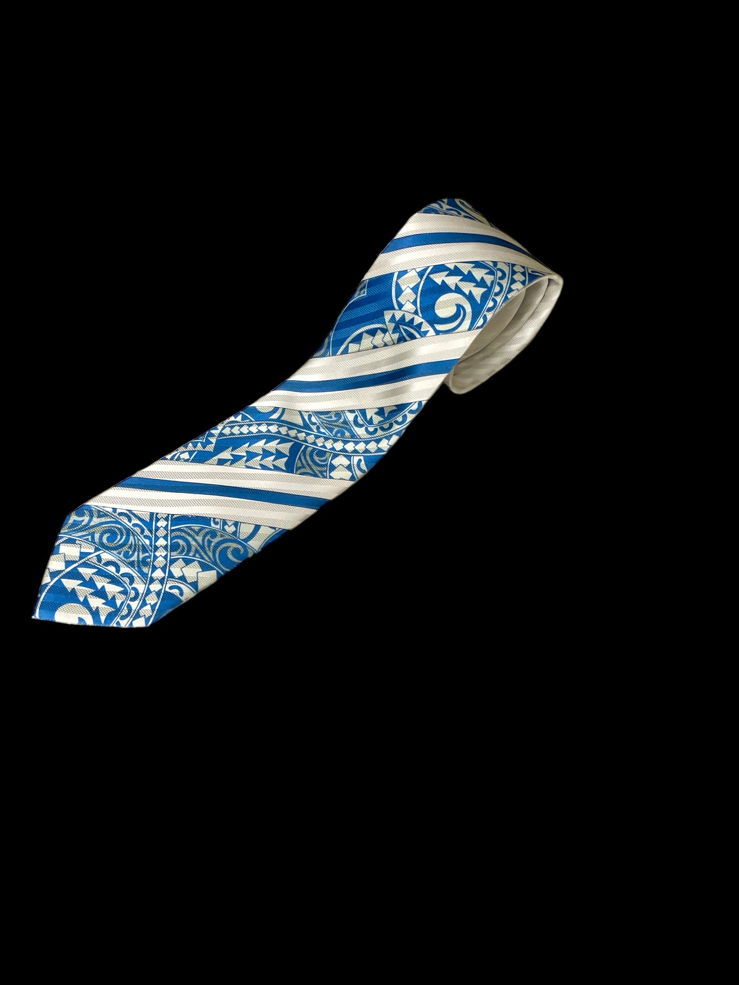 SZN1: BLUE AND WHITE LINE TRIBAL NECKTIE