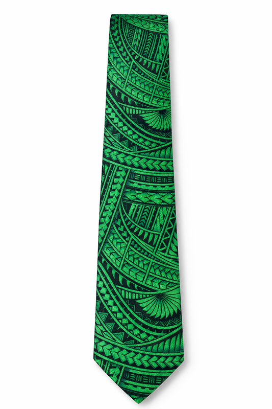 SZN3: GREEN & BLACK TRIBAL NECKTIE