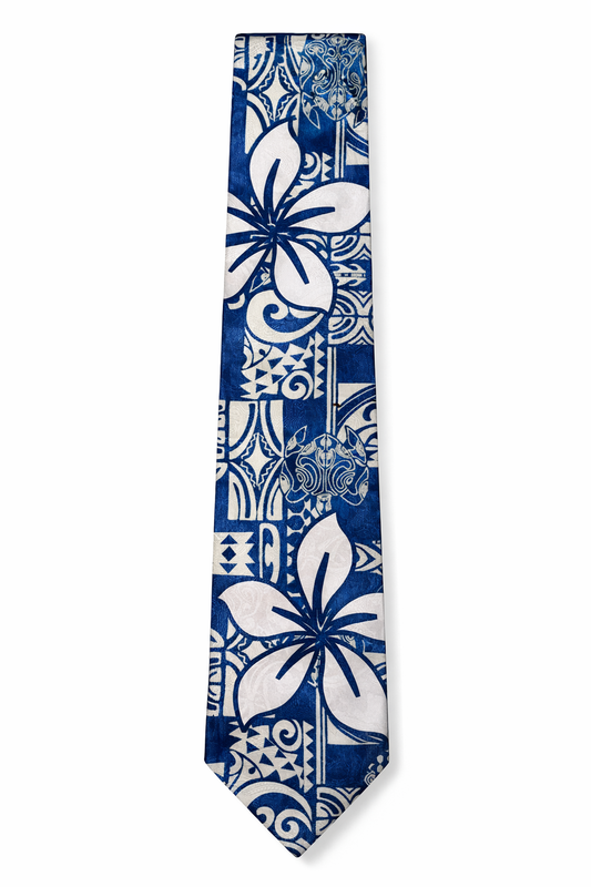 SZN1: BLUE FLOWER TRIBAL NECKTIE