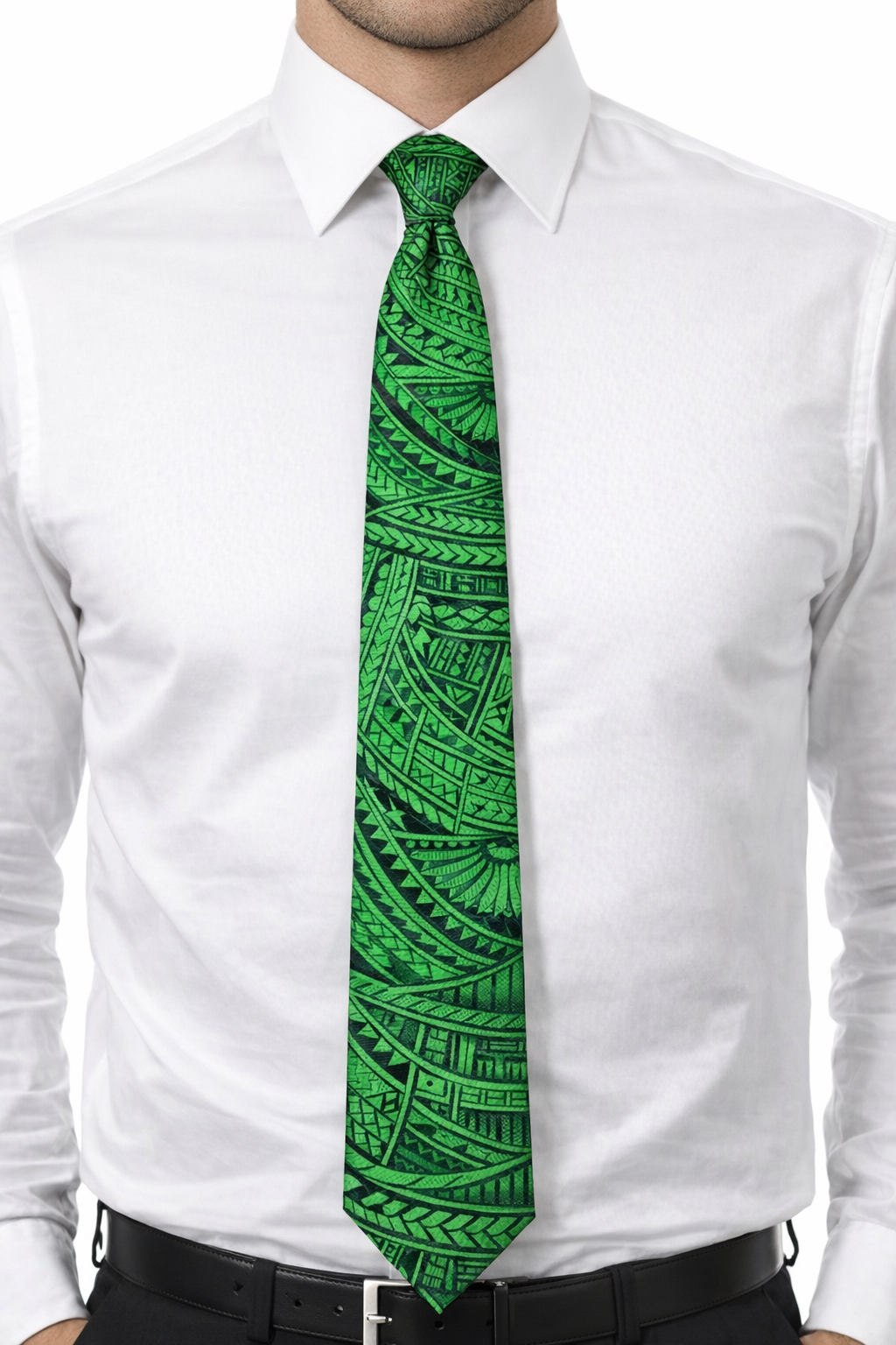 SZN3: GREEN & BLACK TRIBAL NECKTIE